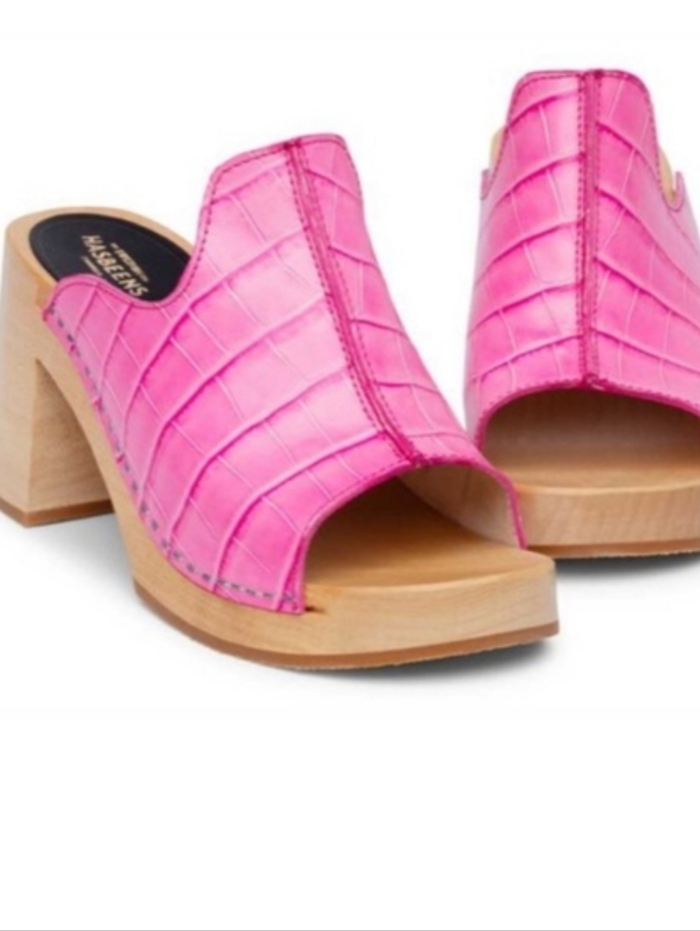 Swedish Hasbeens Pink Slide Mules